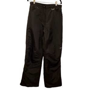 Slalom Womens Ski Pants Sz L Black Lined Insulated Zippers Excellent Pre Owned